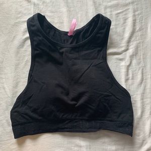 Cute high neck black sports bra crop top